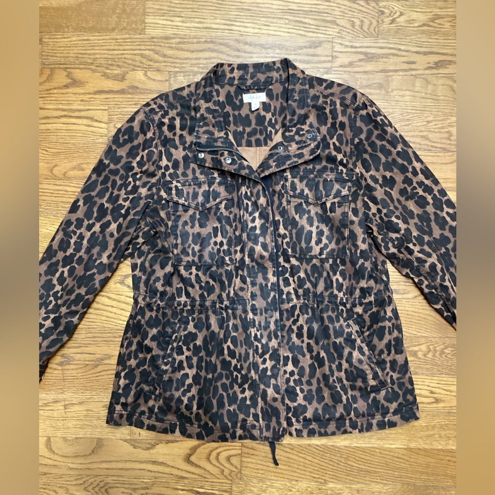 Style & Co leopard print Military jacket Size Extra Large - Picture 13 of 15